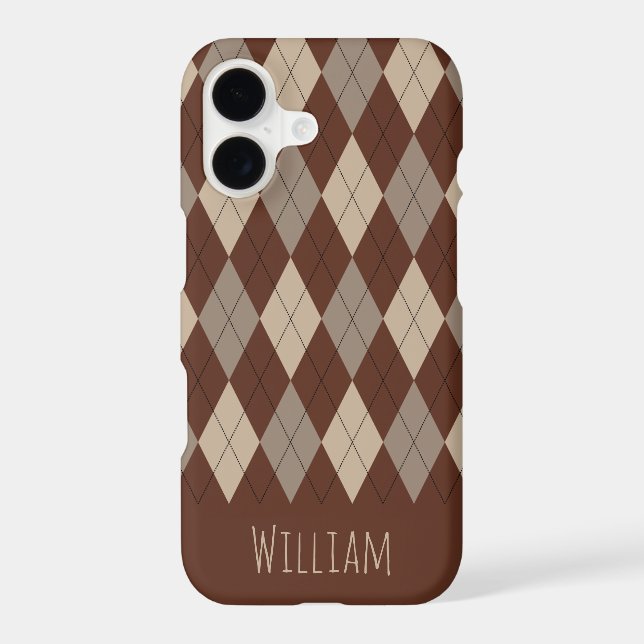 Beige and Brown Argyle Pattern iPhone 7/8 Case (Back)
