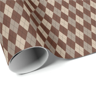 Beige and Brown Argyle Wrapping Paper