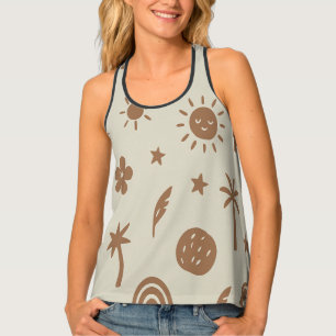 Beige and Brown Boho Tank Top