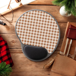 Beige and Brown Buffalo Plaid Holiday Gel Mouse Pad