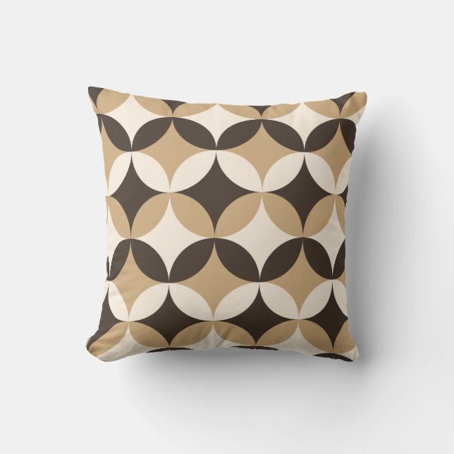 Beige and brown circles throw pillow (Front)