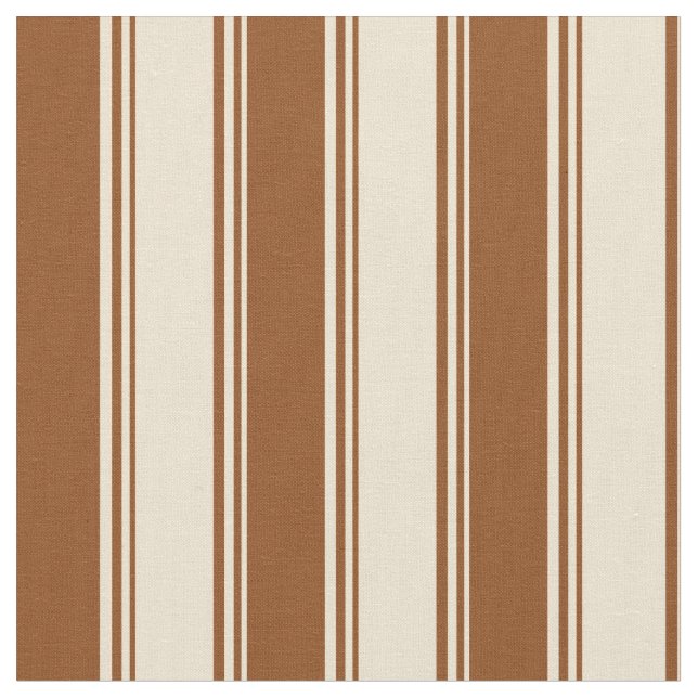 Beige and Brown Colored Striped Pattern Fabric (Close Up)