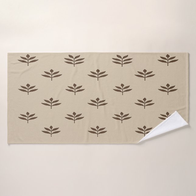 Beige and Brown Leaves  Bath Towel (Bath Towel)