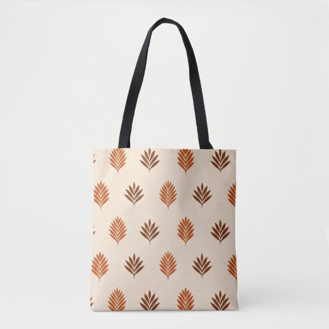 Beige and Brown Leaves  Tote Bag (Front)