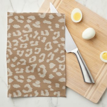 Beige And Brown Leopard Print Pattern Kitchen Towel by HoundandPartridge at Zazzle