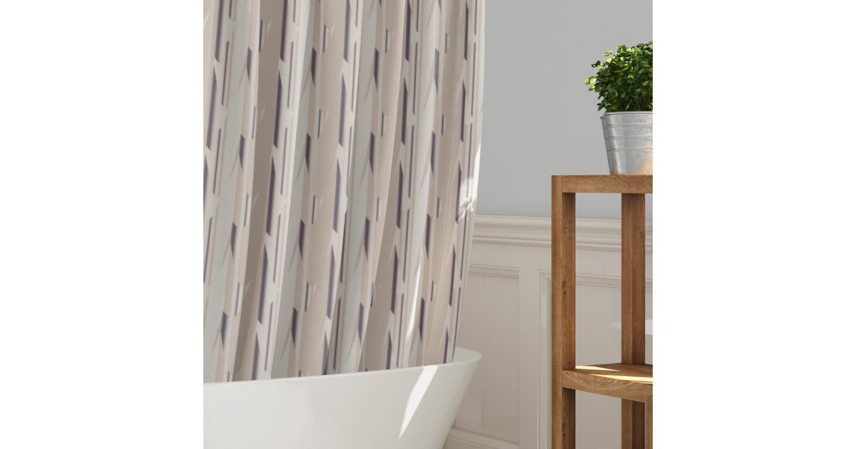 Custom Neutral Earthy Taupe Zigzag Art Stripes Shower Curtain