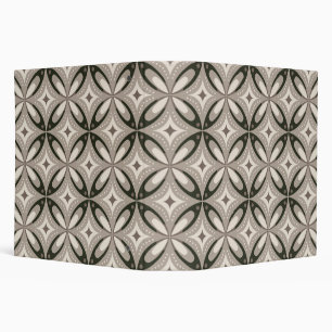 Beige and Brown Retro circular shapes 3 Ring Binder