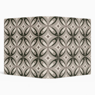 Beige and Brown Retro circular shapes 3 Ring Binder