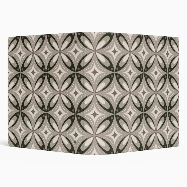 Beige and Brown Retro circular shapes 3 Ring Binder (Background)