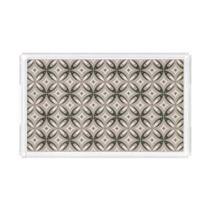 Beige and Brown Retro circular shapes Acrylic Tray