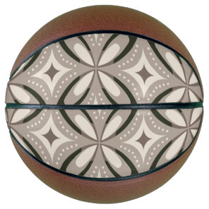 Beige and Brown Retro circular shapes Basketball