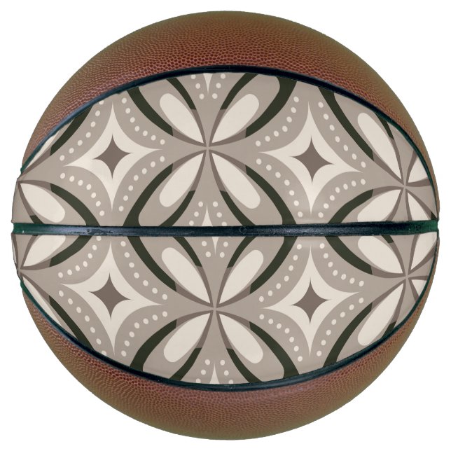 Beige and Brown Retro circular shapes Basketball (Front)