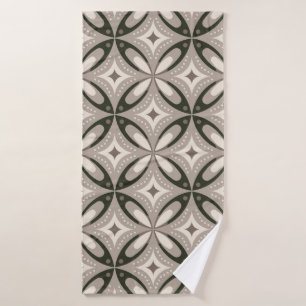 Beige and Brown Retro circular shapes Bath Towel
