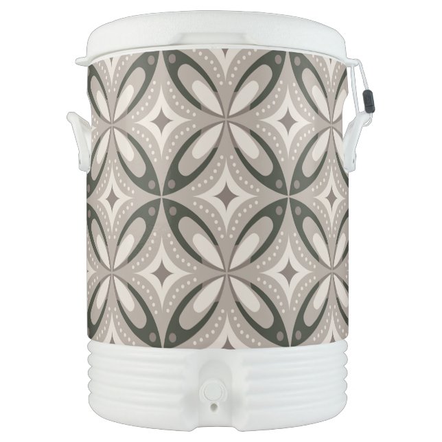 Beige and Brown Retro circular shapes Beverage Cooler (Front)