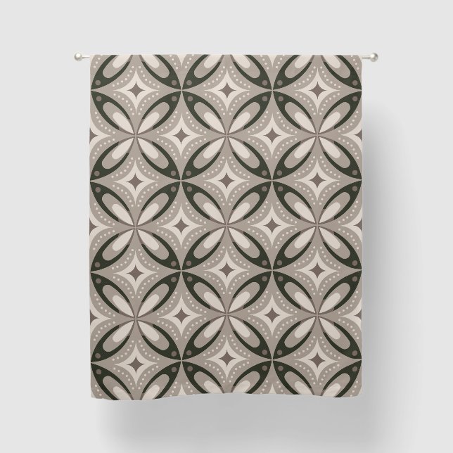 Beige and Brown Retro circular shapes Blackout Curtains (Front)