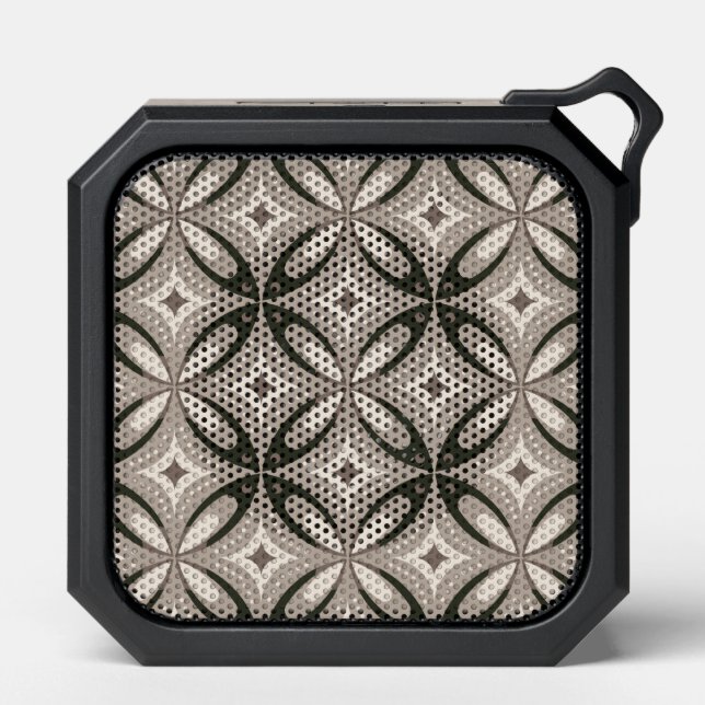 Beige and Brown Retro circular shapes Bluetooth Speaker (Front)