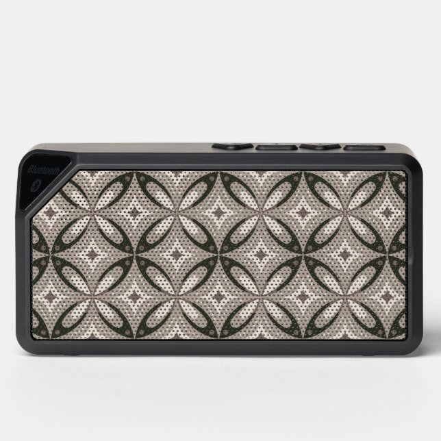 Beige and Brown Retro circular shapes Bluetooth Speaker (Front)