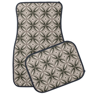 Beige and Brown Retro circular shapes Car Floor Mat