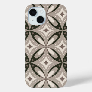 Beige and Brown Retro circular shapes iPhone 15 Case