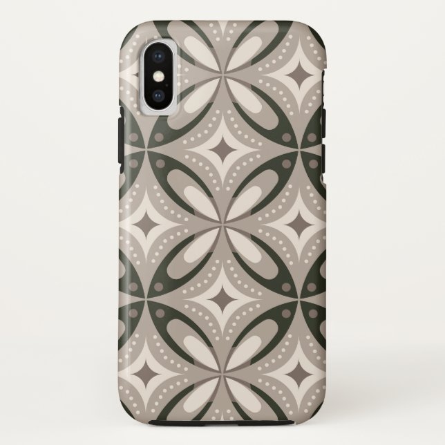 Beige and Brown Retro circular shapes Case-Mate iPhone Case (Back)