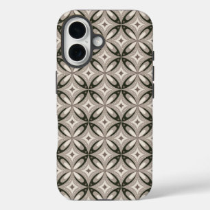 Beige and Brown Retro circular shapes iPhone 16 Case