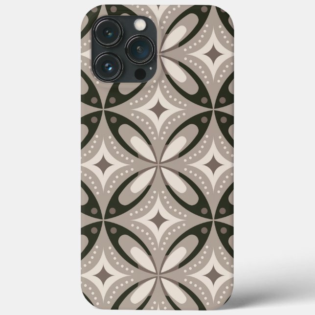 Beige and Brown Retro circular shapes Case-Mate iPhone Case (Back)