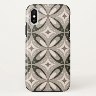 Beige and Brown Retro circular shapes iPhone X Case