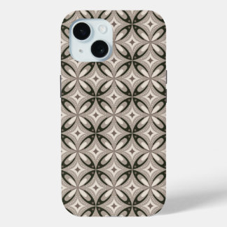 Beige and Brown Retro circular shapes iPhone 15 Case