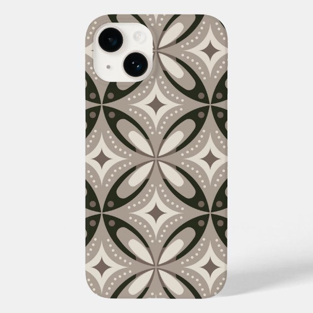 Beige and Brown Retro circular shapes Case-Mate iPhone Case (Back)