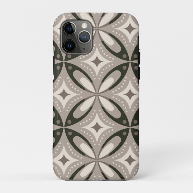 Beige and Brown Retro circular shapes Case-Mate iPhone Case (Back)