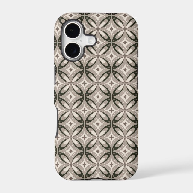 Beige and Brown Retro circular shapes Case-Mate iPhone Case (Back)