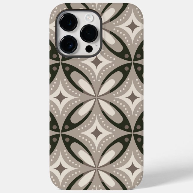 Beige and Brown Retro circular shapes Case-Mate iPhone Case (Back)