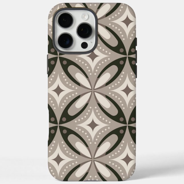 Beige and Brown Retro circular shapes Case-Mate iPhone Case (Back)