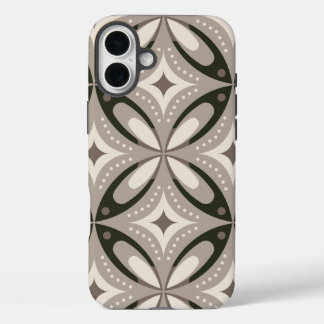 Beige and Brown Retro circular shapes iPhone 16 Plus Case