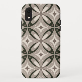 Beige and Brown Retro circular shapes iPhone XR Case