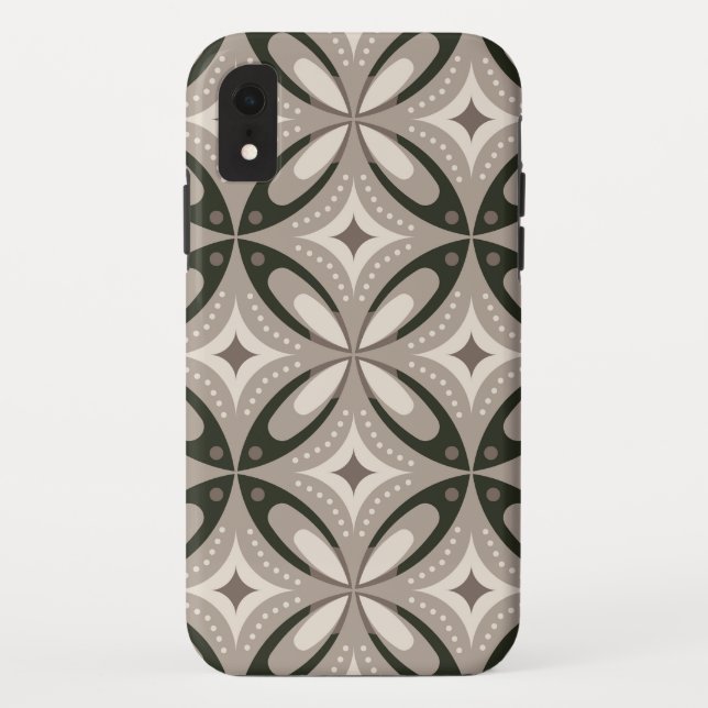 Beige and Brown Retro circular shapes Case-Mate iPhone Case (Back)