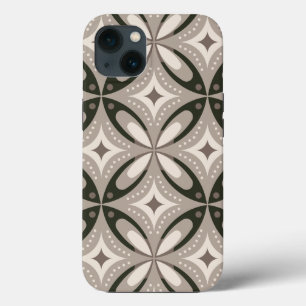Beige and Brown Retro circular shapes iPhone 13 Case