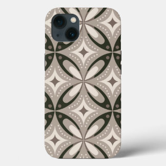 Beige and Brown Retro circular shapes iPhone 13 Case
