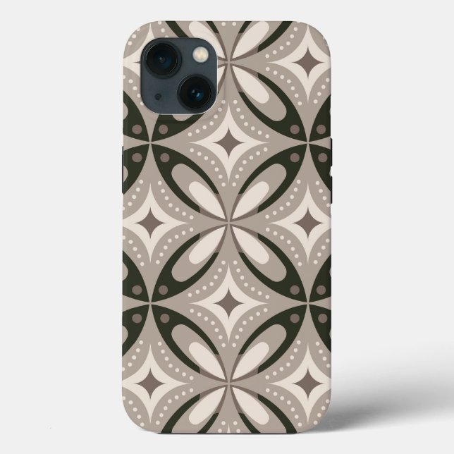 Beige and Brown Retro circular shapes Case-Mate iPhone Case (Back)