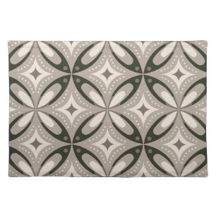 Beige and Brown Retro circular shapes Cloth Placemat
