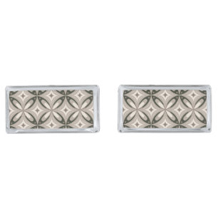 Beige and Brown Retro circular shapes Cufflinks
