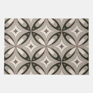 Beige and Brown Retro circular shapes Doormat