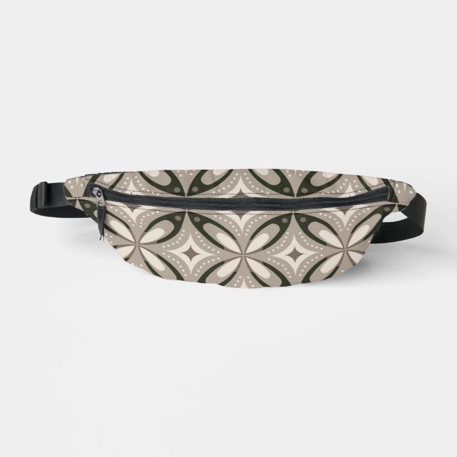Beige and Brown Retro circular shapes Fanny Pack (Front)