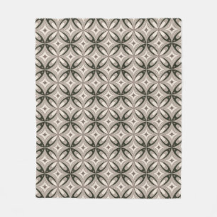 Beige and Brown Retro circular shapes Fleece Blanket