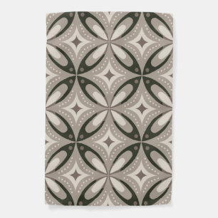 Beige and Brown Retro circular shapes Garden Flag