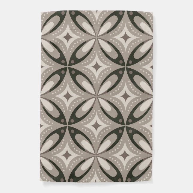 Beige and Brown Retro circular shapes Garden Flag (Front)