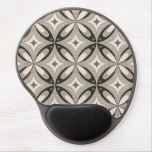 Beige and Brown Retro circular shapes Gel Mouse Pad