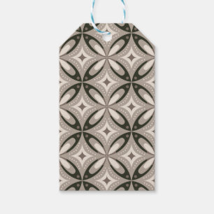 Beige and Brown Retro circular shapes Gift Tags