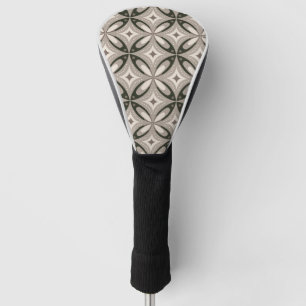 Beige and Brown Retro circular shapes Golf Head Cover