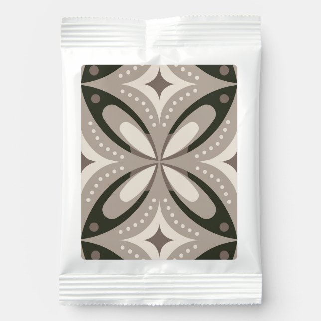 Beige and Brown Retro circular shapes Hot Chocolate Drink Mix (Front)